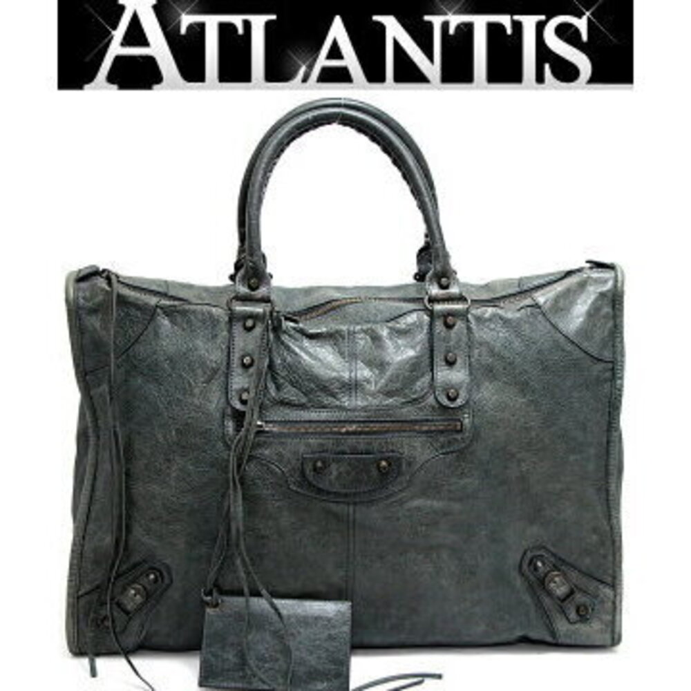 Balenciaga The Weekender Handbag Leather Dark Green